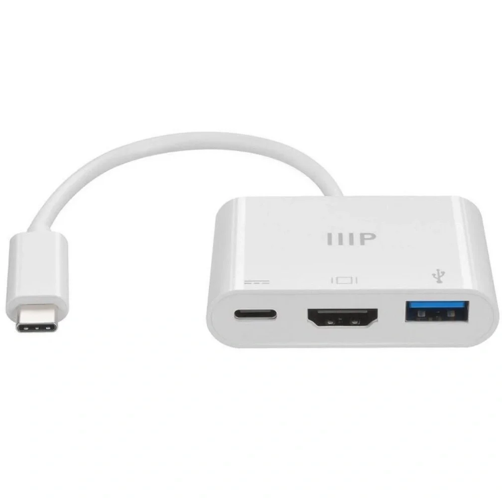 NWT Monoprice 3-in-1 USB-C to HDMI Multiport Adapter Compatible USB-C Laptops